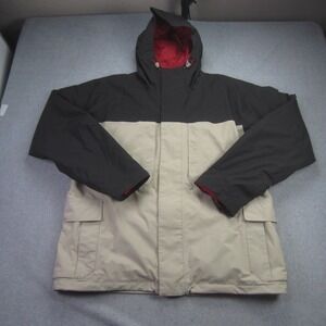Burton Jacket Mens Large Tan Black Hooded Insulated Zip Up Winter Snowboard Ski